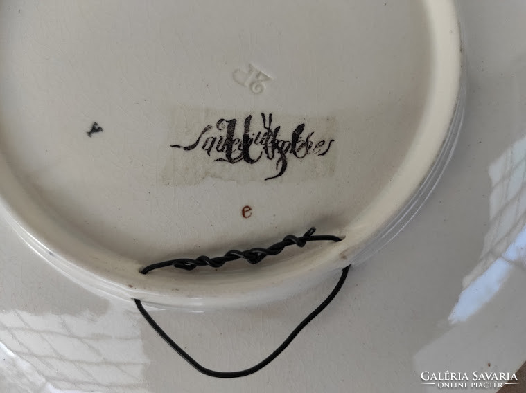 Antik Wagner Tannhauser motívumos sarreguemines komolyzene porcelán fali tányér 4707