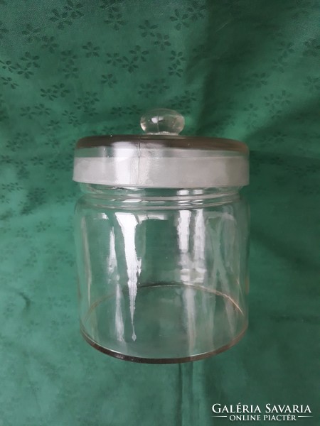 Old, medical, pharmacy glass jar with button lid. Cheaper! Big size!