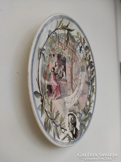 Antik Wagner Nürnbergi mesterdalnokok sarreguemines komolyzene porcelán fali tányér 4706