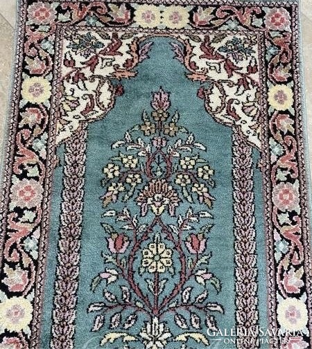 Kashmiri 100% silk carpet 95x60cm