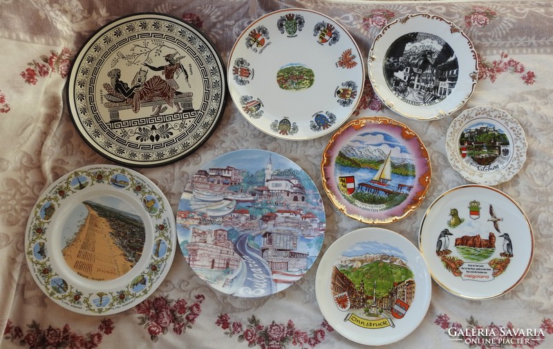 Old scenic porcelain wall plate collection in one! 9 pcs