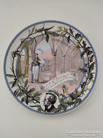 Antique wagner tannhauser motif sarreguemines classical music porcelain wall plate 4707