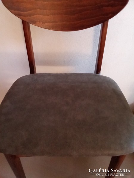 Mid century chair, renovated with genuine leather, even in pairs.
