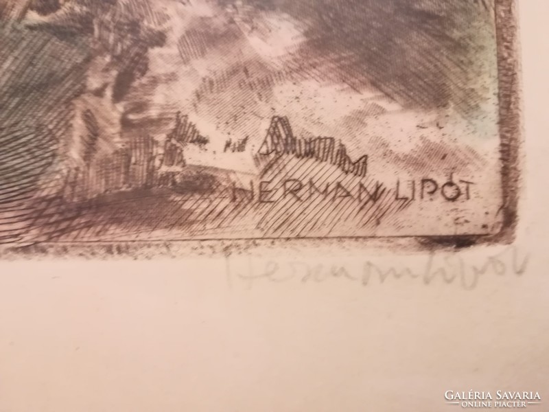Herman lipot colored etching
