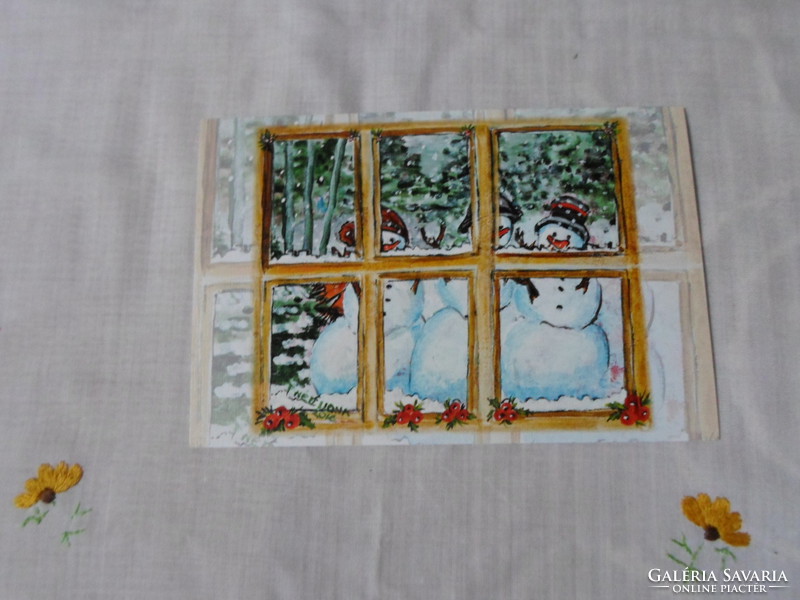 Artistic postcard 2: Winter, snowman