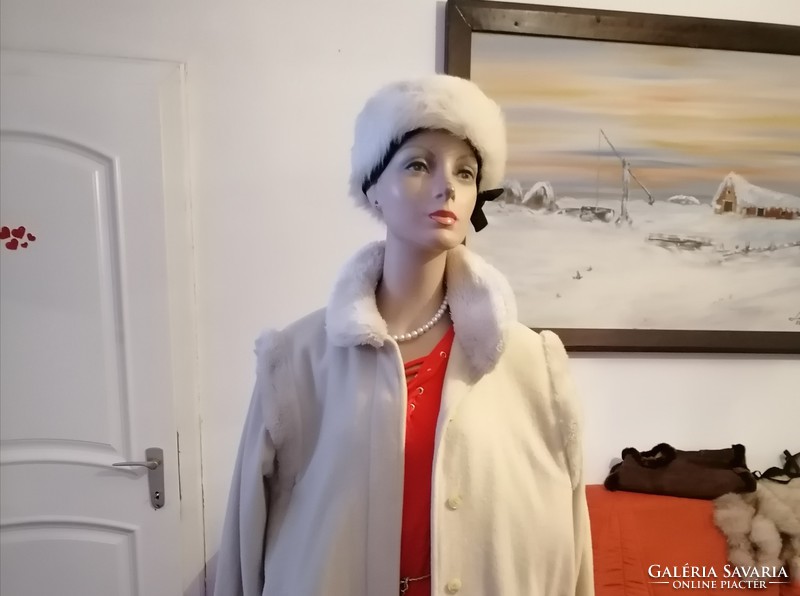 More beautiful than me plus size white goatskin leather hat hat 58-60 head fine color !!