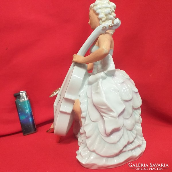 German, germany lippelsdorf wagner & aple cello woman porcelain figurine.