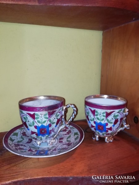 Antique porcelain cups and a saucer can be fischer j