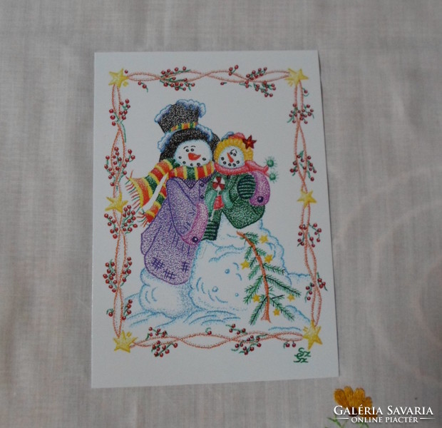 Artistic postcard 1: Winter, snowman