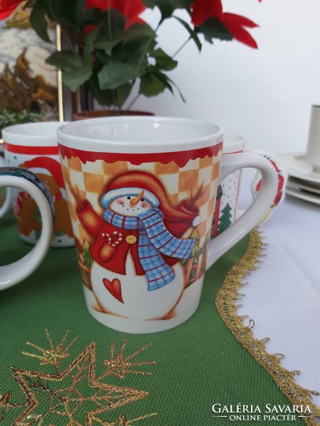 Beautiful winter Christmas cocoa mugs mug Santa Claus teddy bear tuned to the holidays nostalgia