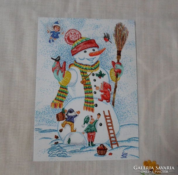 Artistic postcard 1: Winter, snowman