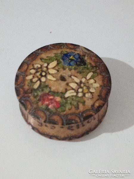 German faience jewelry box with hand painted floral motifs.