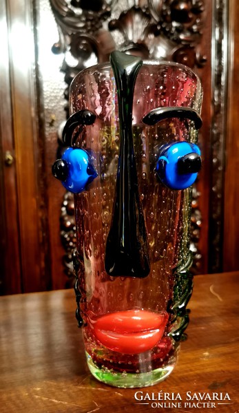 Különleges muránói műtárgy - vázába rejtett arc :)