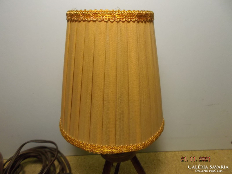 Old retro three-legged wooden table lamp with cover --9 ---