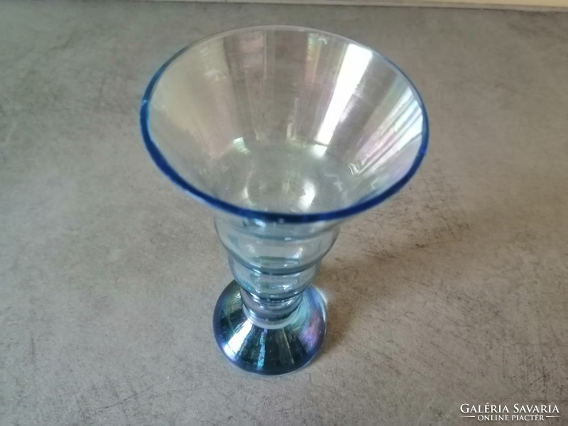 Antik irizáló kék üveg váza