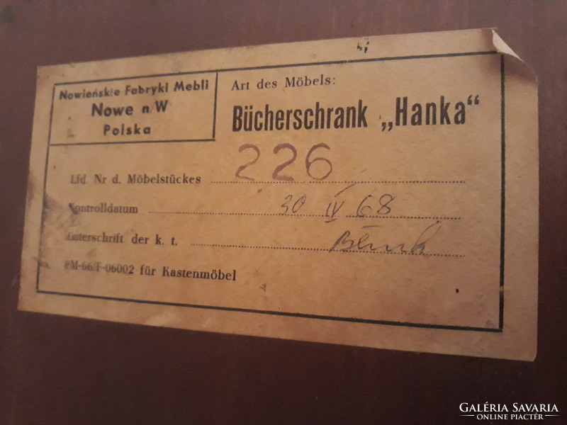 "Hanka", lengyel, politúrozott könyvszekrény, vitrines szekrény, 1968-ból.MÉG  OLCSÓBB!