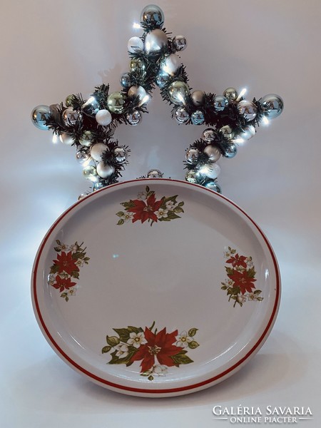 Zsolnay porcelain - centerpiece with poinsettia / serving - Christmas