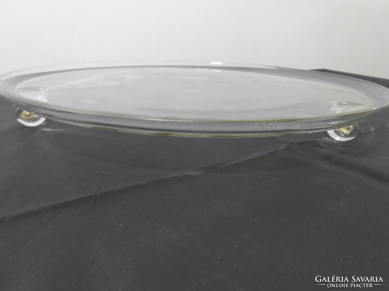 Antique 3-legged polished glass cake bowl
