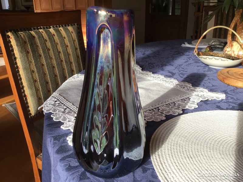 Iridescent, heavy, thick vase, glass vase