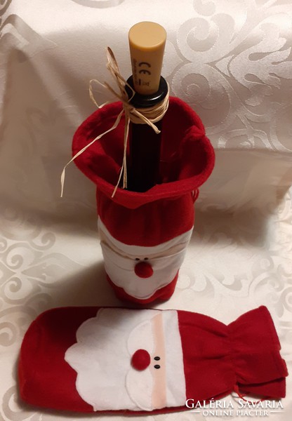 Wine bottle with santa claus bag