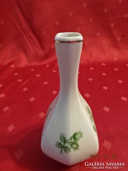 Hollóházi porcelán váza, zöld mintával, magassága 12 cm. Vanneki!