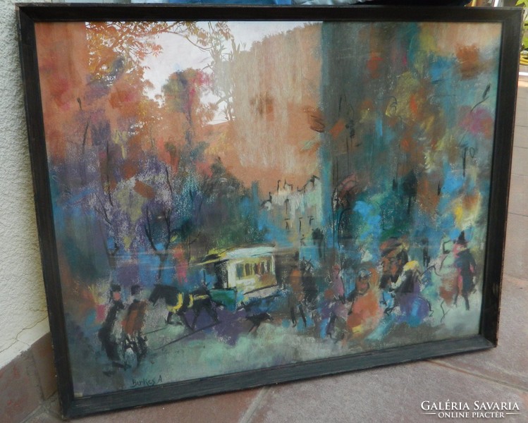 Budapest transport - Berkes antal watercolor painting