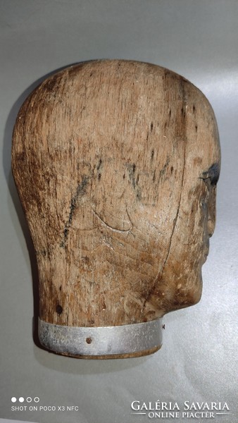 Rare antique - millinery head - hand carved wooden hat wig pattern head sculpture from the 19th century