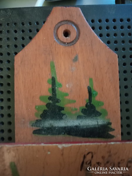 Antique wooden wall match holder