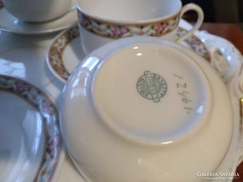 Monarchiás Limoges Basset Austria teás készlet + tálcával