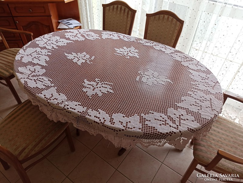 Rose ecru curtain, tablecloth set