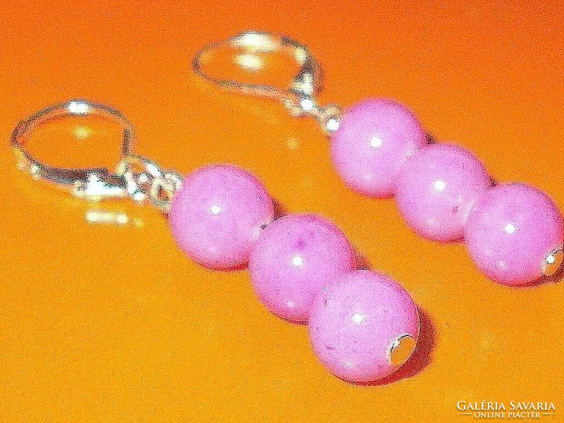 Rare! Pink jade mineral pearl earrings 2.