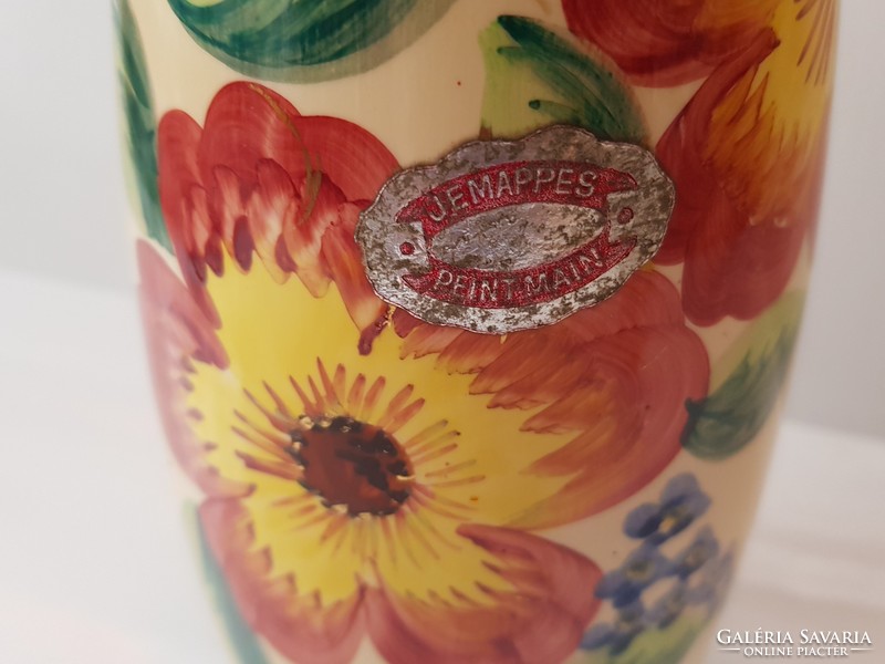 Monumentális kézzel festett váza Jemappes Belgium