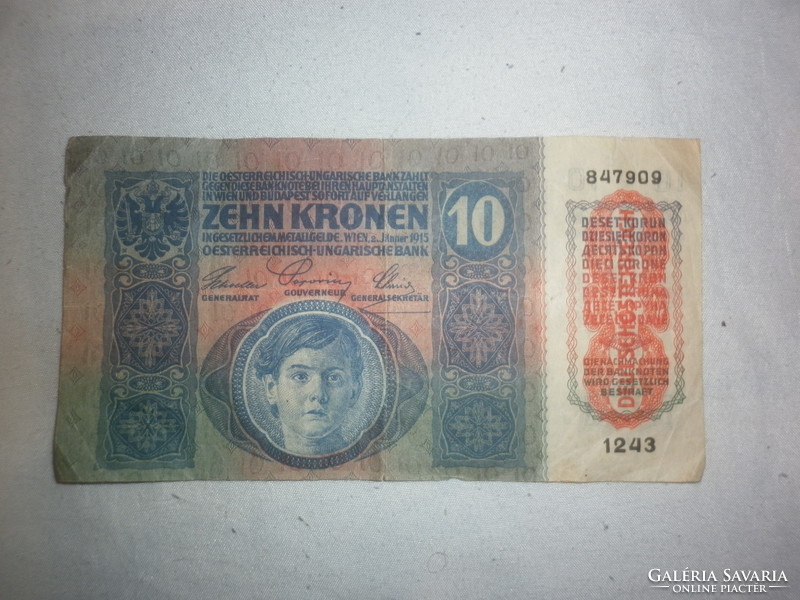 Papírpénz 10 korona 1915
