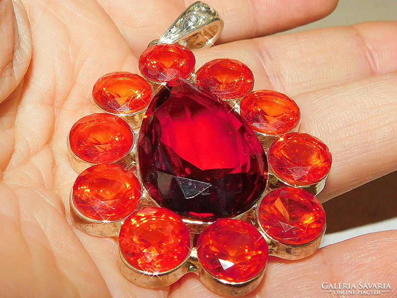 Ruby red crystal drop pendant