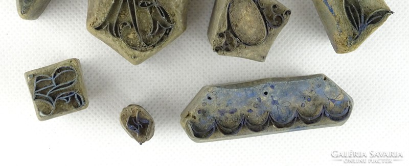 1G722 Antik kékfestő nyomó pecsételő csomag 12 darab