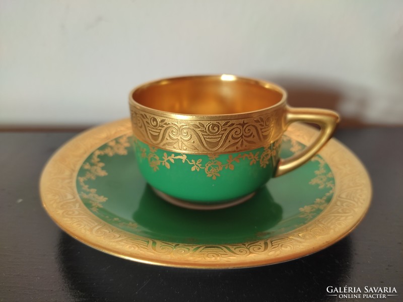 Kézzel festett vastag aranybrokátos Royal Epiag porcelán csésze