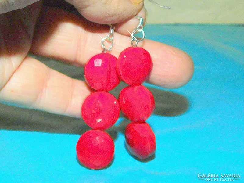 Coral red pearl earrings 5.5 Cm