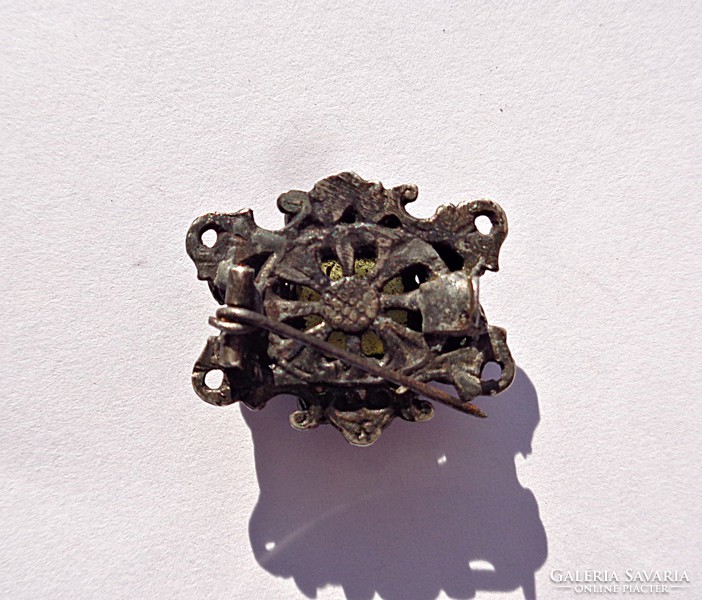 Antique stony silver brooch
