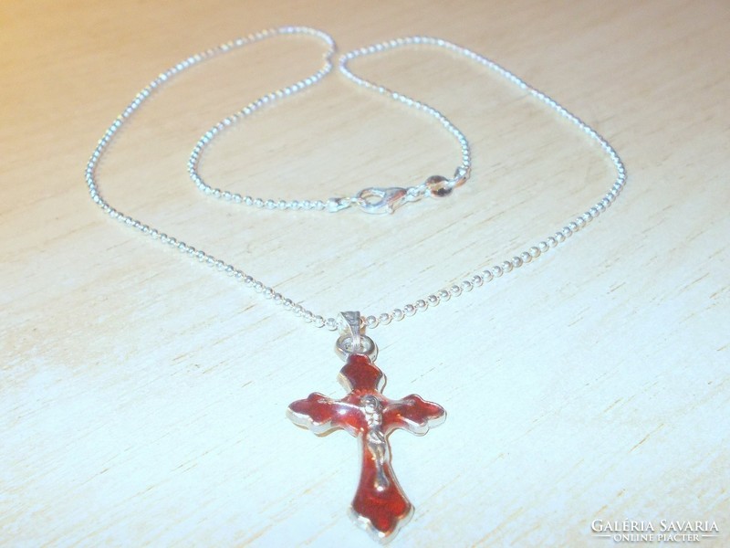 Medjugorje virgin mother appearance cross crucifix beaded vintage necklace 1.Sz