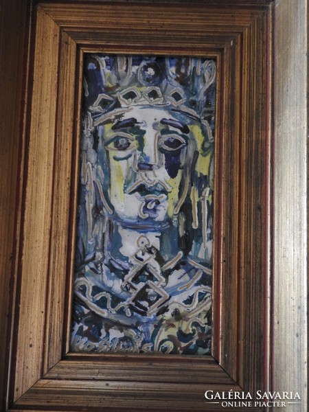Kesztyűs Ferenc kerámia tűzzománc festménye " Lear király "