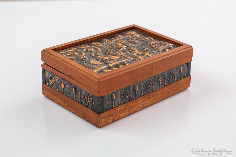 Copper inlaid wooden box