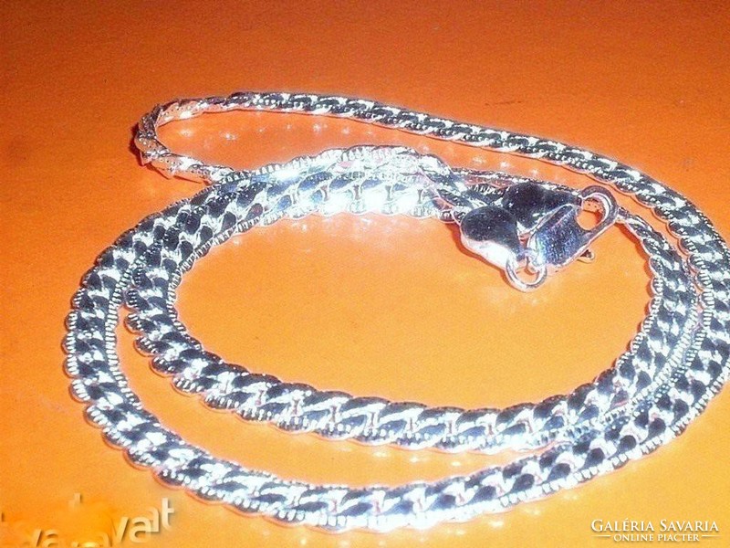 Braided like. Prestigious marked 925 stuffed silver necklace 52 cm and 0.5 Cm