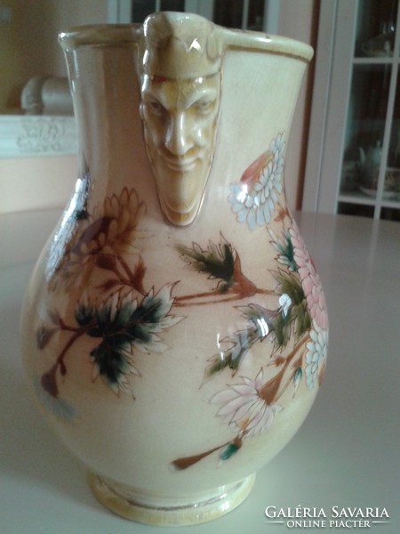 Zsolnay devil's head family sealed ceramic jug