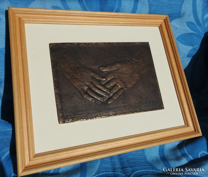 Pató rose: handcuff - bronze mural / relief - also for a wedding gift!
