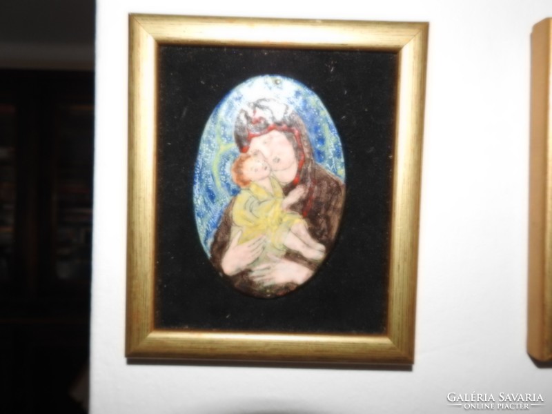 Nagy Gy. Margit : Szűz Mária a kisdeddel - tűzzománc kép
