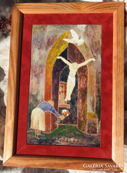 Pataki joseph - fire enamel picture - grace to the crucified