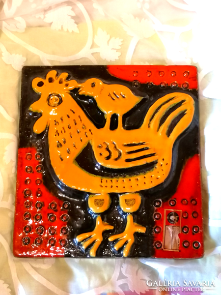 Craftsman hen. Chick pyrogranite wall decoration