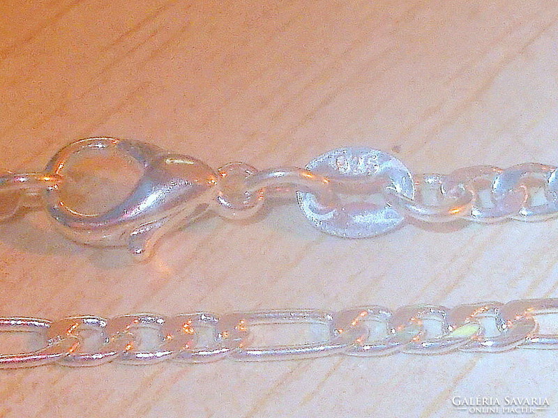 Figaro mint. Marked 925 stuffed silver necklace 45 cm - 55 cm and 65 cm