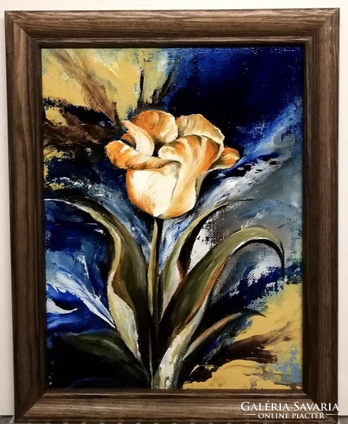 Cinnabar - only one tulip (18 x 24, oil, + new frame)