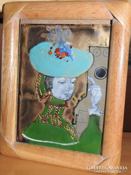 Portrait of Gábor Somogyi fire enamel - medieval woman